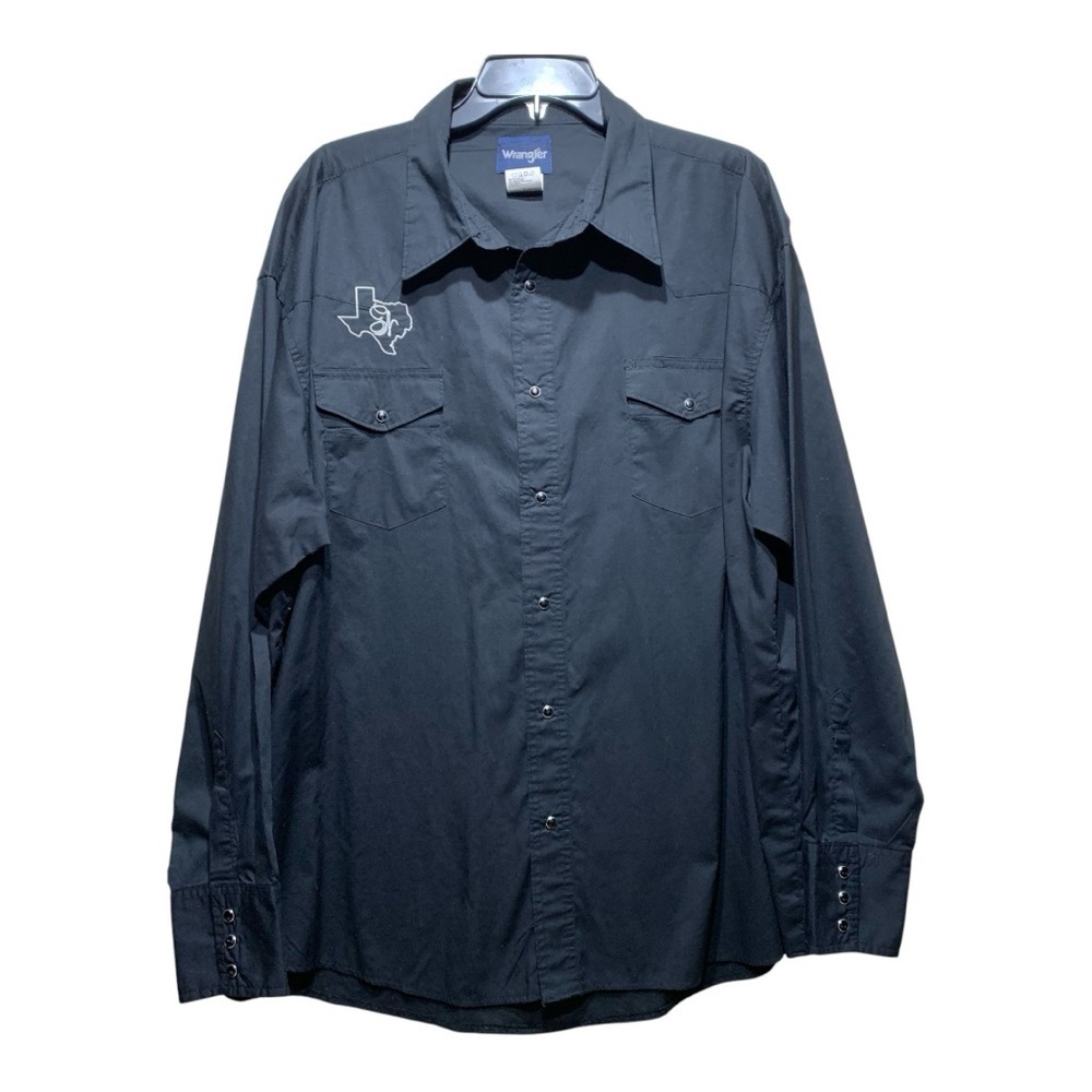 Mens Wrangler Western Core Black Snap Front Long Sleeve Shirt Sz 3XL